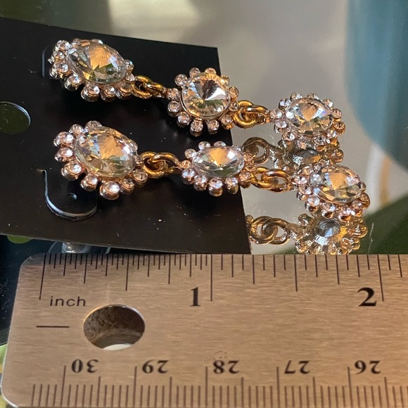 Saks Fifth Avenue Gold Crystal Floral Earrings Glamour Fairy whimsical - Picture 3 of 3